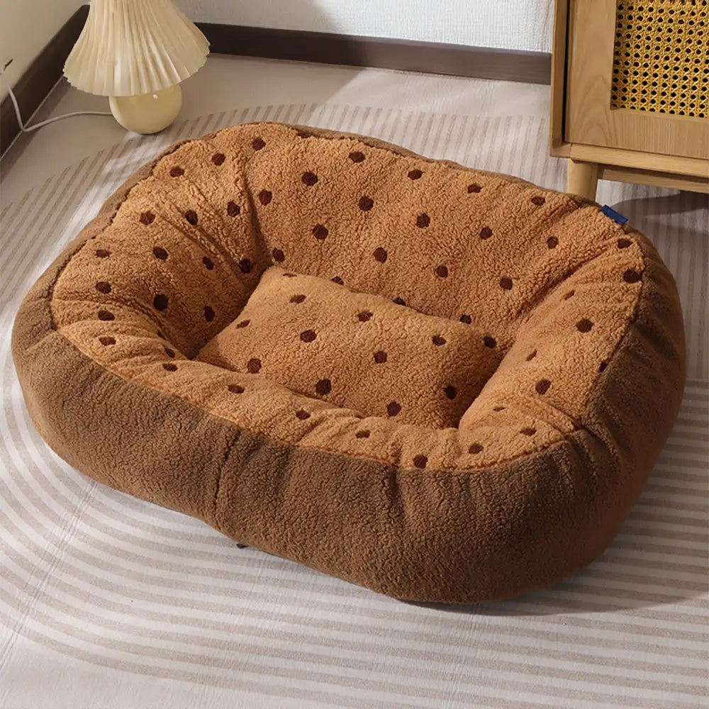 Pet's Plush Polyester Dog Bed | Cozy Deep Sleep Cushion for Small to Medium Dogs 4