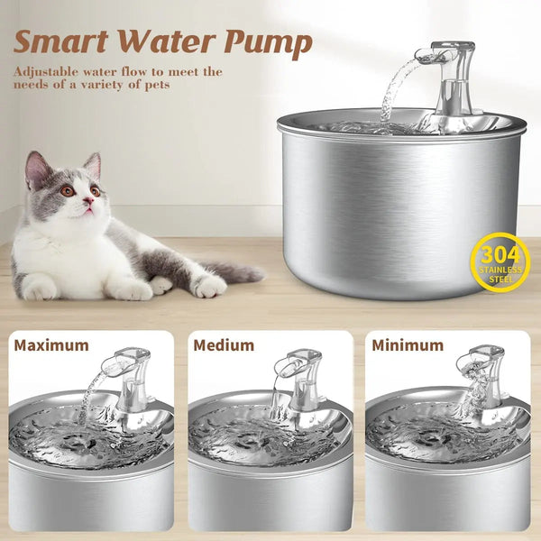 Pet's Stainless Steel Water Fountain | Advanced Hygienic Hydration System 1