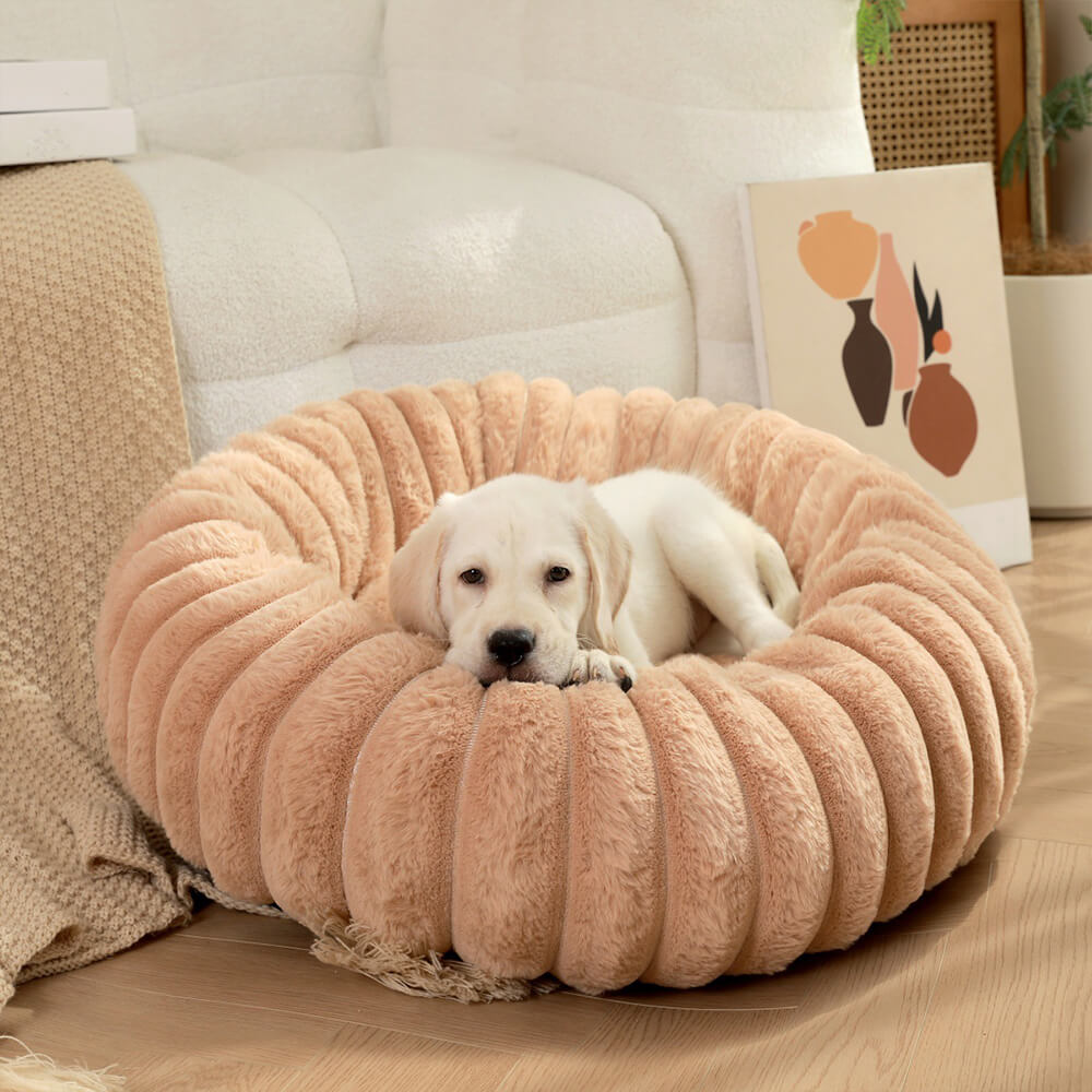 Pet's Ultra-Soft Plush Round Donut Bed | Cozy Supportive Sleeping Space 0