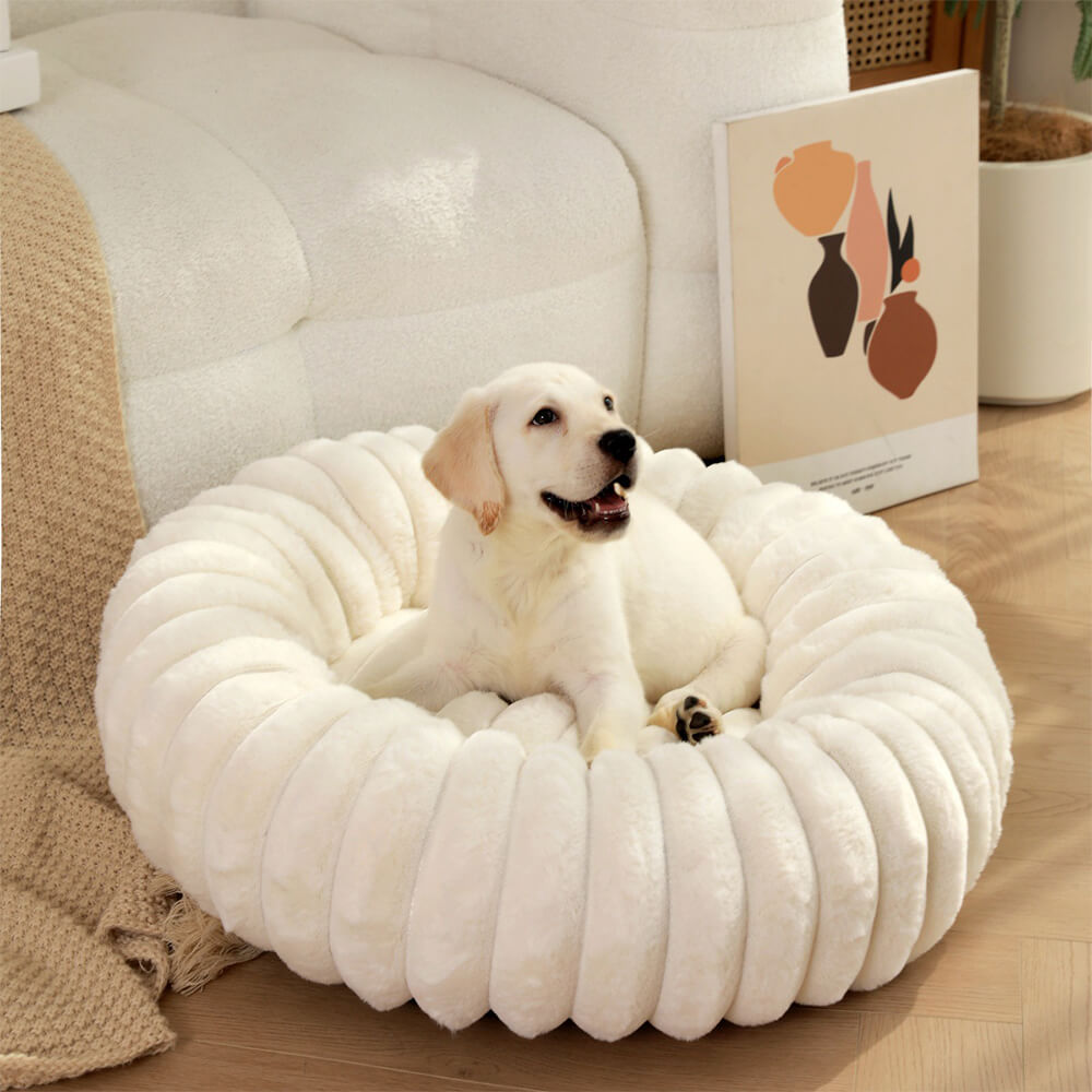 Pet's Ultra-Soft Plush Round Donut Bed | Cozy Supportive Sleeping Space 1