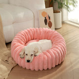 Pet's Ultra-Soft Plush Round Donut Bed | Cozy Supportive Sleeping Space 4