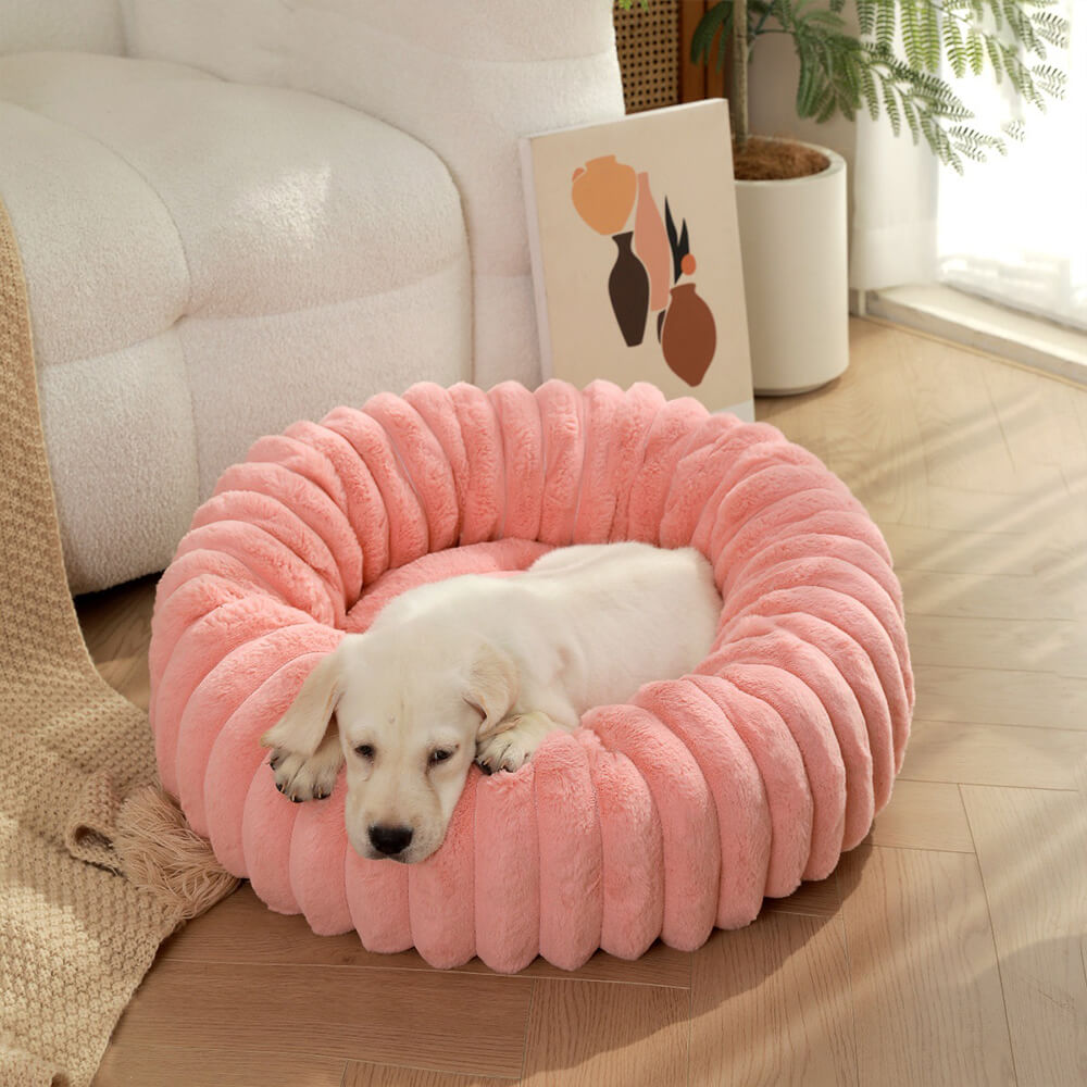 Pet's Ultra-Soft Plush Round Donut Bed | Cozy Supportive Sleeping Space 4