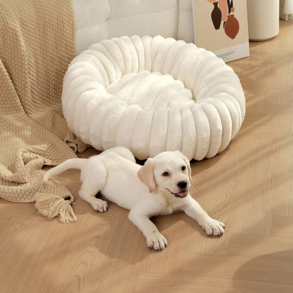Pet's Ultra-Soft Plush Round Donut Bed | Cozy Supportive Sleeping Space 5