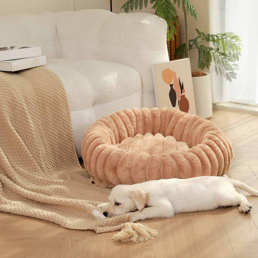 Pet's Ultra-Soft Plush Round Donut Bed | Cozy Supportive Sleeping Space 6