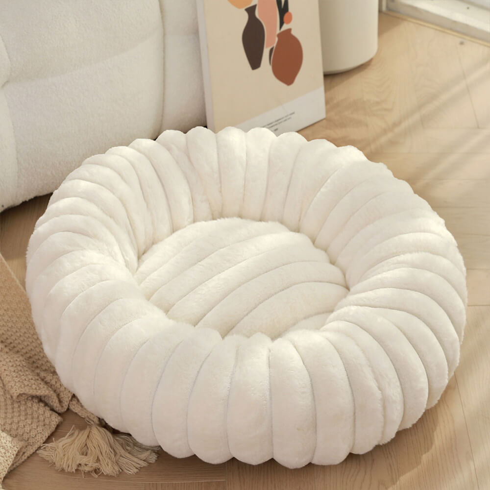 Pet's Ultra-Soft Plush Round Donut Bed | Cozy Supportive Sleeping Space 8