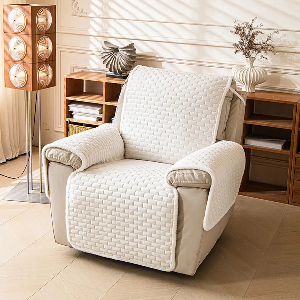 One-Piece Plush Scratch-Resistant Large Deluxe Couch Covers with Elastic Straps