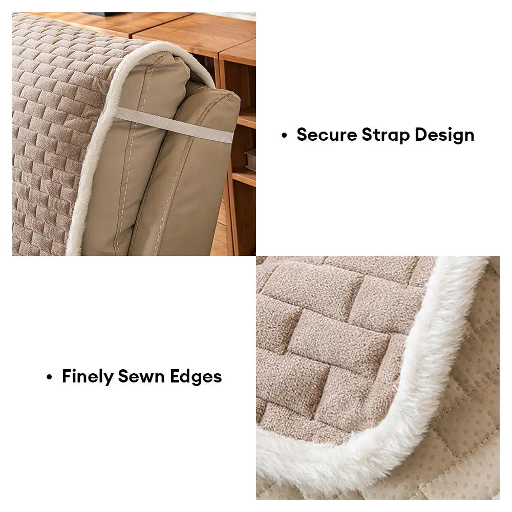 One-Piece Plush Scratch-Resistant Large Deluxe Couch Covers with Elastic Straps