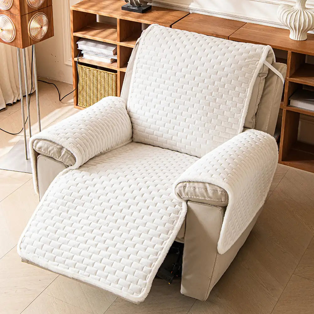 One-Piece Plush Scratch-Resistant Large Deluxe Couch Covers with Elastic Straps