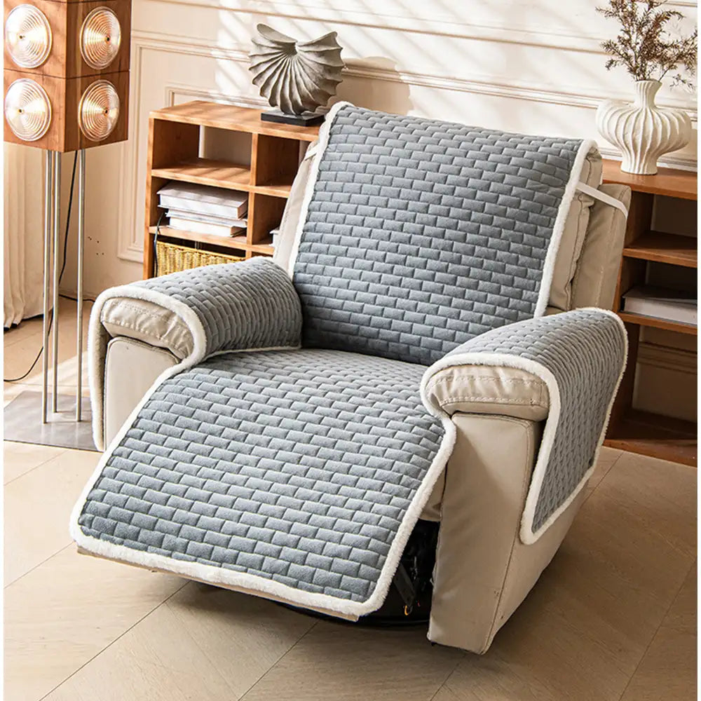 One-Piece Plush Scratch-Resistant Large Deluxe Couch Covers with Elastic Straps