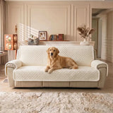 One-Piece Plush Scratch-Resistant Large Deluxe Couch Covers with Elastic Straps