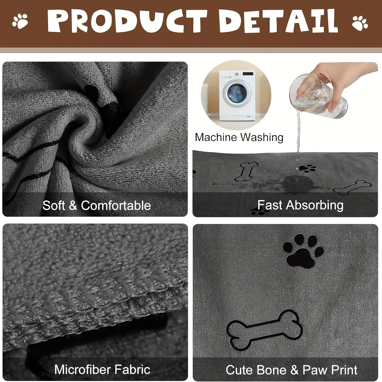 Quick-Drying Microfiber Dog Towel | Super-Absorbent Pet Bath and Car Wiping Cloth