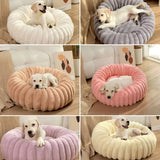 Round Plush Pet Bed | Super-Soft Long-Pile Winter Bed for Cats and Dogs