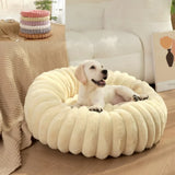 Round Plush Pet Bed | Super-Soft Long-Pile Winter Bed for Cats and Dogs