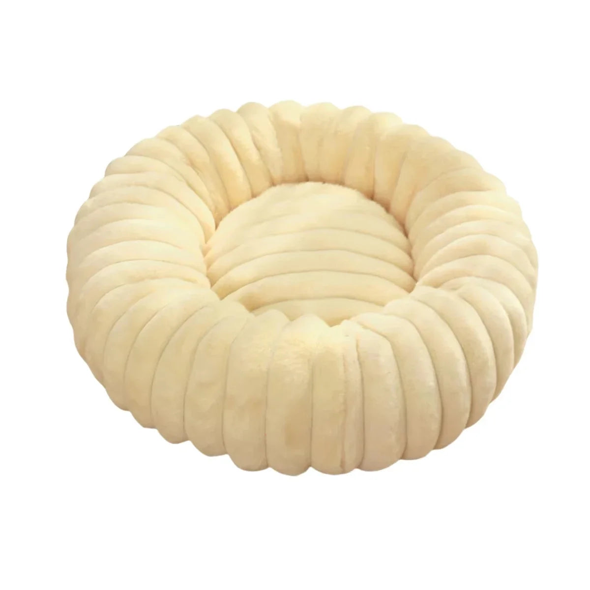Round Plush Pet Bed | Super-Soft Long-Pile Winter Bed for Cats and Dogs