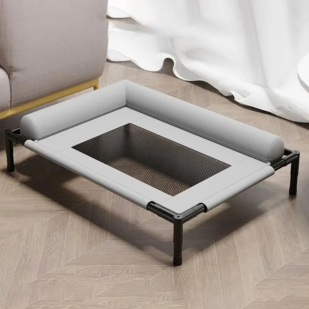 Mesh Elevated Dog Bed | Breathable Raised Pet Cot with Removable Pillow for Patio Sunbathing