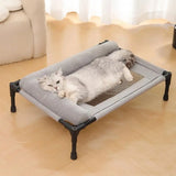 Mesh Elevated Dog Bed | Breathable Raised Pet Cot with Removable Pillow for Patio Sunbathing