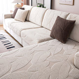 Modern Leaf Jacquard Water-Repellent Anti-Scratch Stretch Full Wrap Sectional Premium Couch Cover