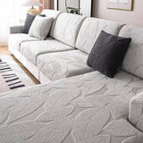 Modern Leaf Jacquard Water-Repellent Anti-Scratch Stretch Full Wrap Sectional Premium Couch Cover