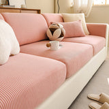 Vertical Stripe Corduroy Anti-Scratch Stretch Full-Cover Sectional Cozy Couch Cover