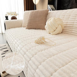 Waterproof One-Piece Cozy Flannel Sofa Protection Non-Slip Stretch Couch Cover