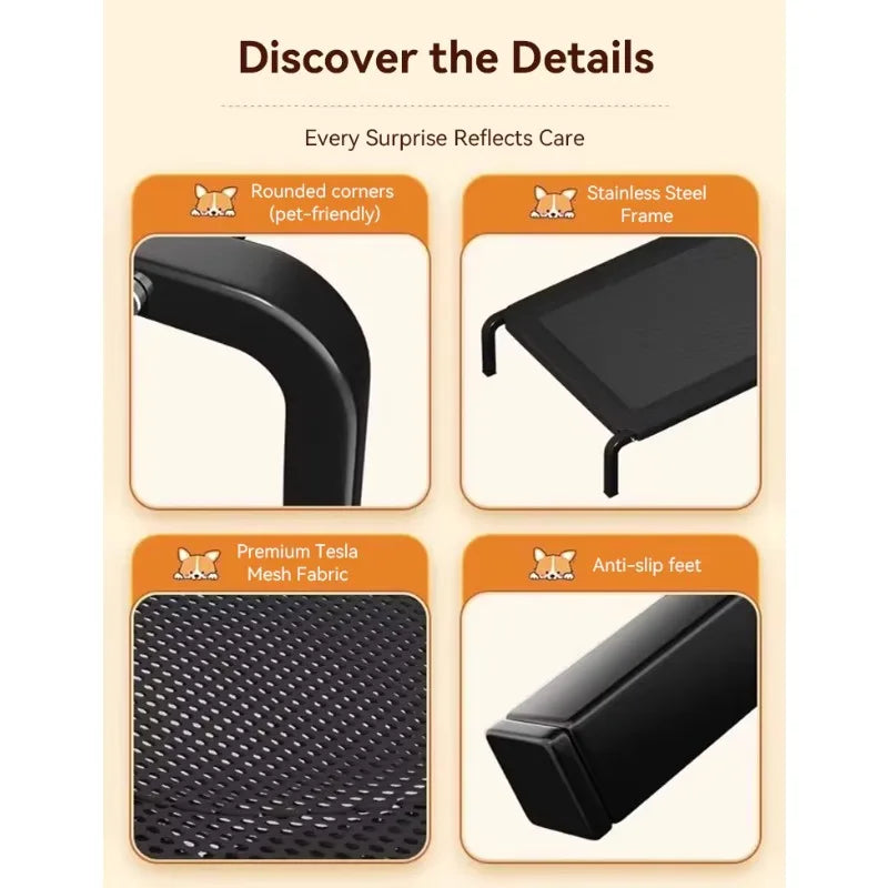 Elevated Outdoor Dog Bed | Moisture-Proof Non-Slip Nylon Nest for Large Dogs