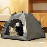 Semi-Enclosed Canvas Pet Tent Bed | Removable Cave Hut for Cats and Small Dogs