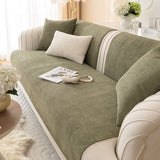 Simple Solid Colour Plush Furniture Protector Heavy-Duty Couch Cover