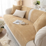 Simple Solid Colour Plush Furniture Protector Heavy-Duty Couch Cover