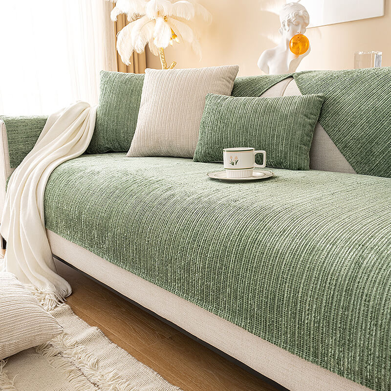 Simple Solid Color Chenille Scratch-resistant Protective Sleek Couch Cover