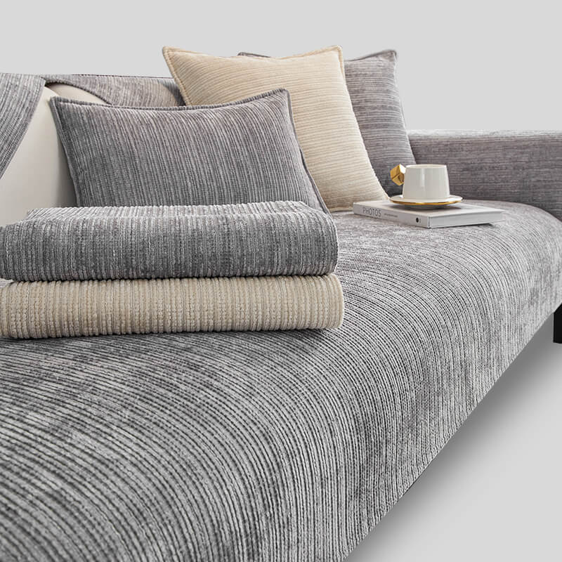Simple Solid Color Chenille Scratch-resistant Protective Sleek Couch Cover