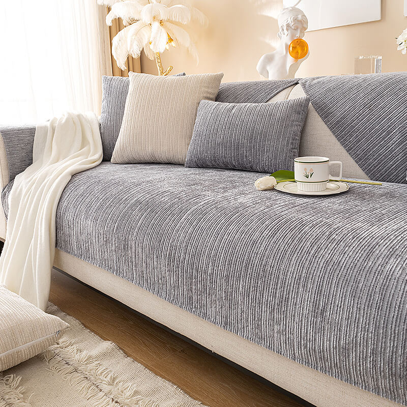 Simple Solid Color Chenille Scratch-resistant Protective Sleek Couch Cover