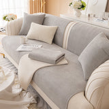 Simple Solid Colour Plush Furniture Protector Heavy-Duty Couch Cover