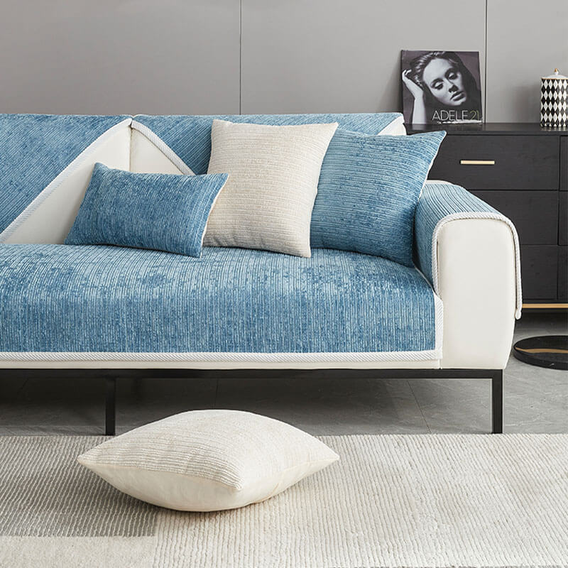 Waterproof Antimicrobial Simple Chenille Fabric Anti-scratch Elegant Couch Cover
