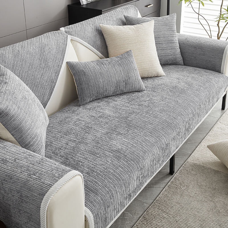 Waterproof Antimicrobial Simple Chenille Fabric Anti-scratch Elegant Couch Cover