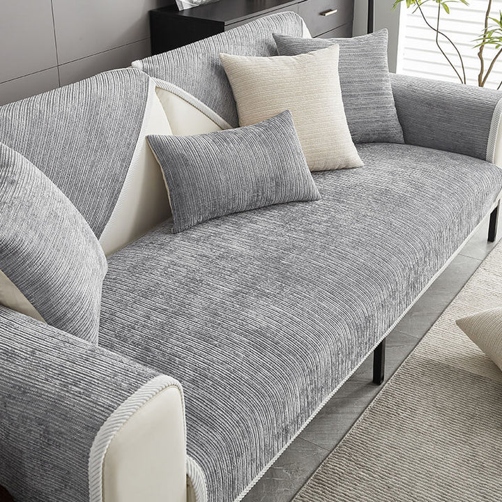 Waterproof Antimicrobial Simple Chenille Fabric Anti-scratch Elegant Couch Cover
