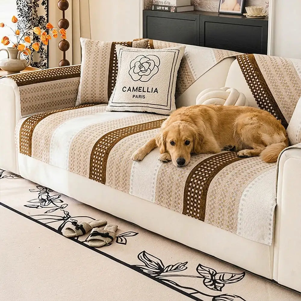 Skin-Friendly Breathable Chenille Sofa Protection Scratch-Resistant Non-Slip Reinforced Couch Cover