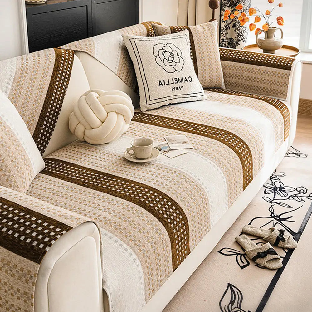 Skin-Friendly Breathable Chenille Sofa Protection Scratch-Resistant Non-Slip Reinforced Couch Cover