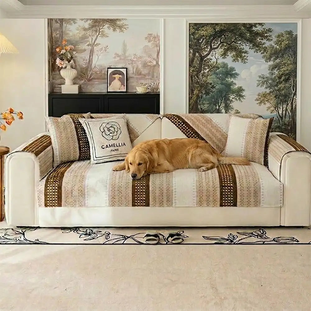 Skin-Friendly Breathable Chenille Sofa Protection Scratch-Resistant Non-Slip Reinforced Couch Cover