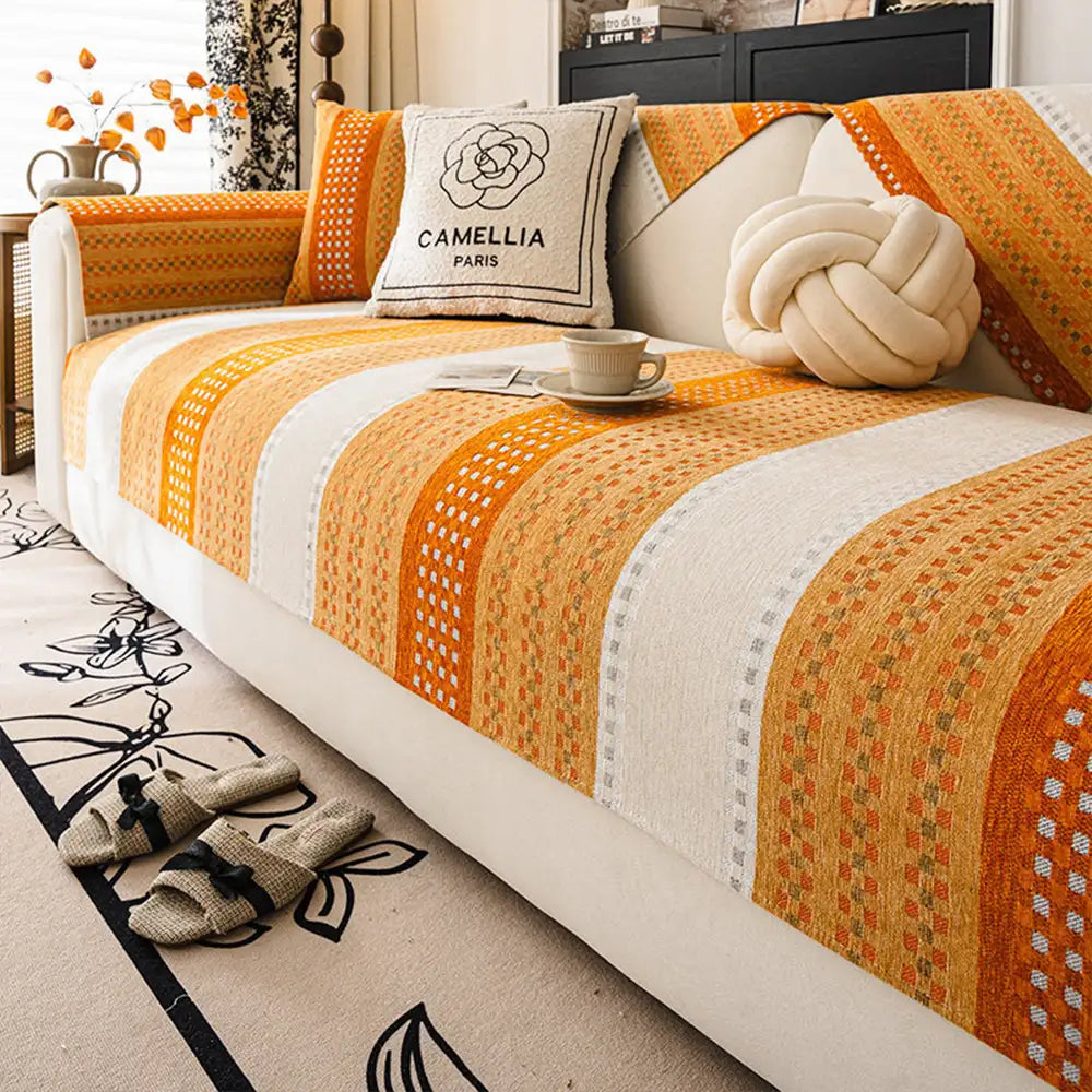 Skin-Friendly Breathable Chenille Sofa Protection Scratch-Resistant Non-Slip Reinforced Couch Cover