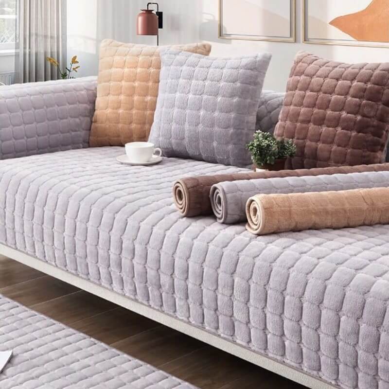 Square Flannel Scratch-Resistant & Anti-Slip Protection Durable Couch Cover