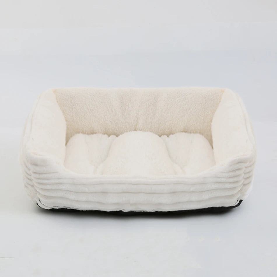 Square Plush Calming Dog Bed | Cushioned Kennel Sofa for Small to Large Pets