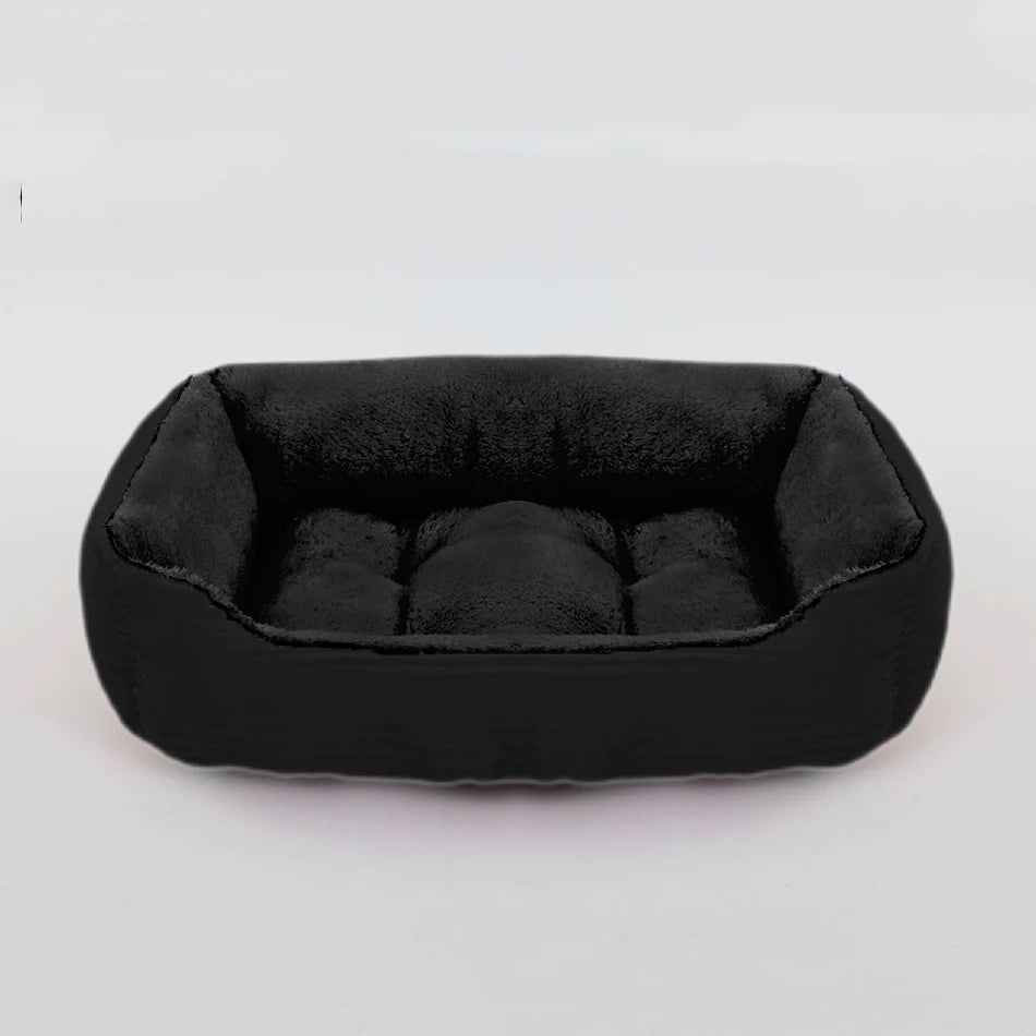 Square Plush Calming Dog Bed | Cushioned Kennel Sofa for Small to Large Pets