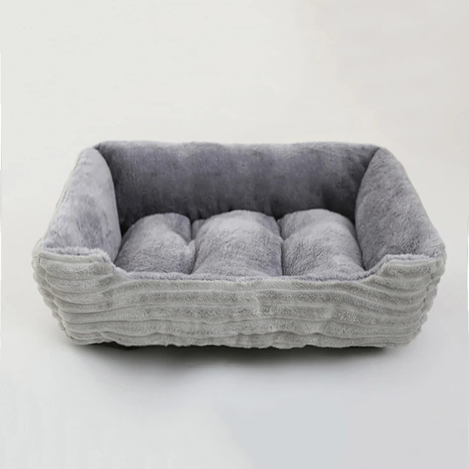 Square Plush Calming Dog Bed | Cushioned Kennel Sofa for Small to Large Pets