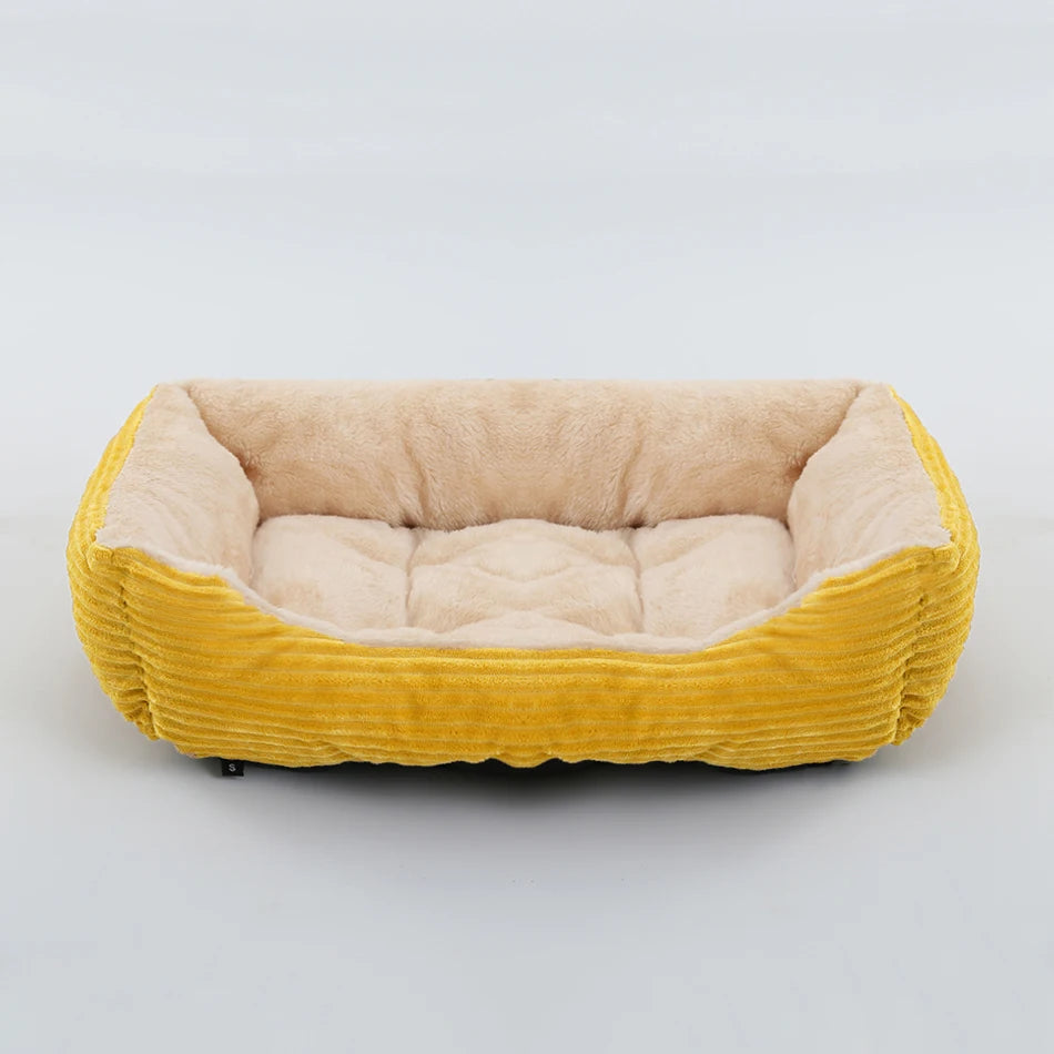 Square Plush Calming Dog Bed | Cushioned Kennel Sofa for Small to Large Pets