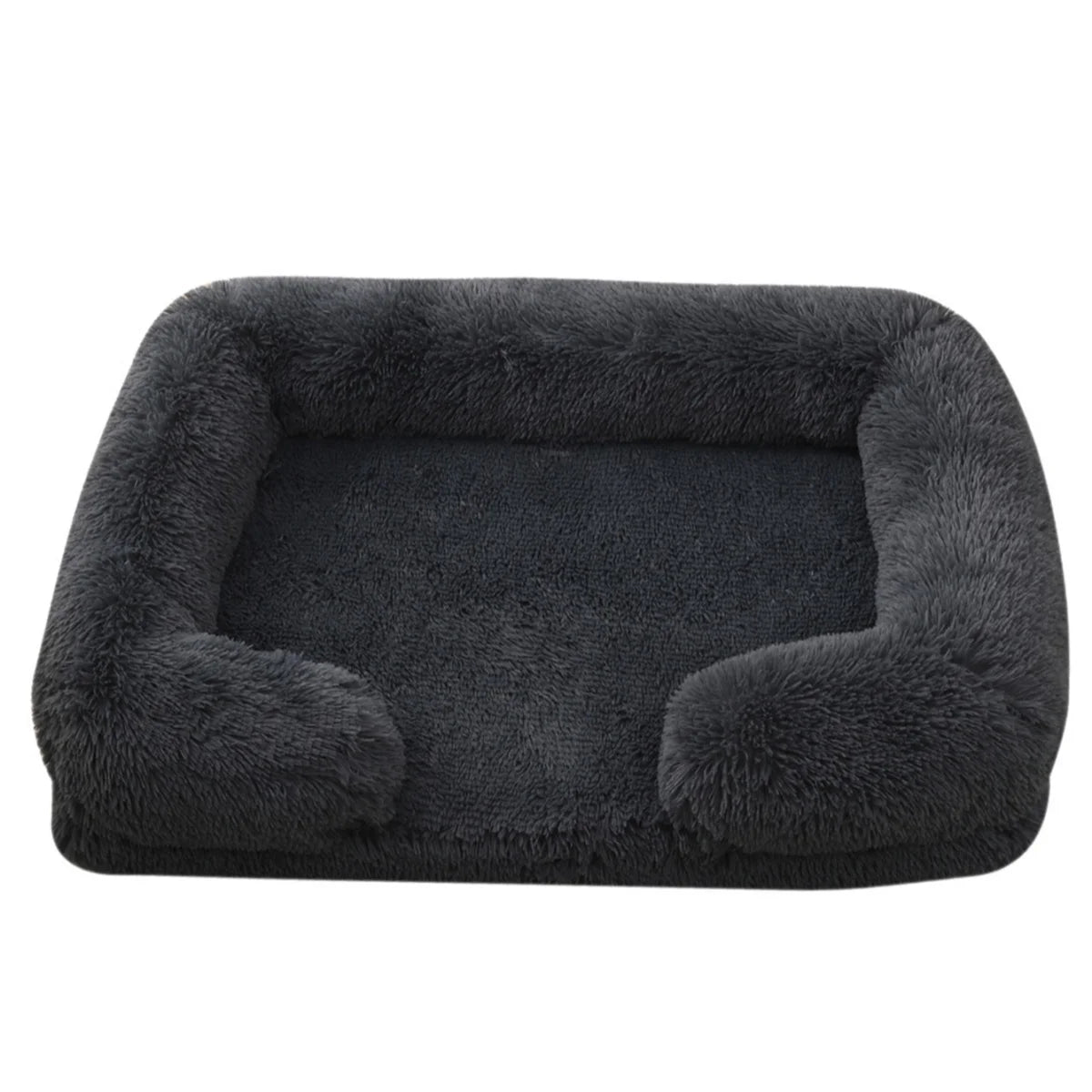 Square Plush Dog Bed | Thickened Winter Sofa with Removable Mat Cover