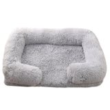 Square Plush Dog Bed | Thickened Winter Sofa with Removable Mat Cover