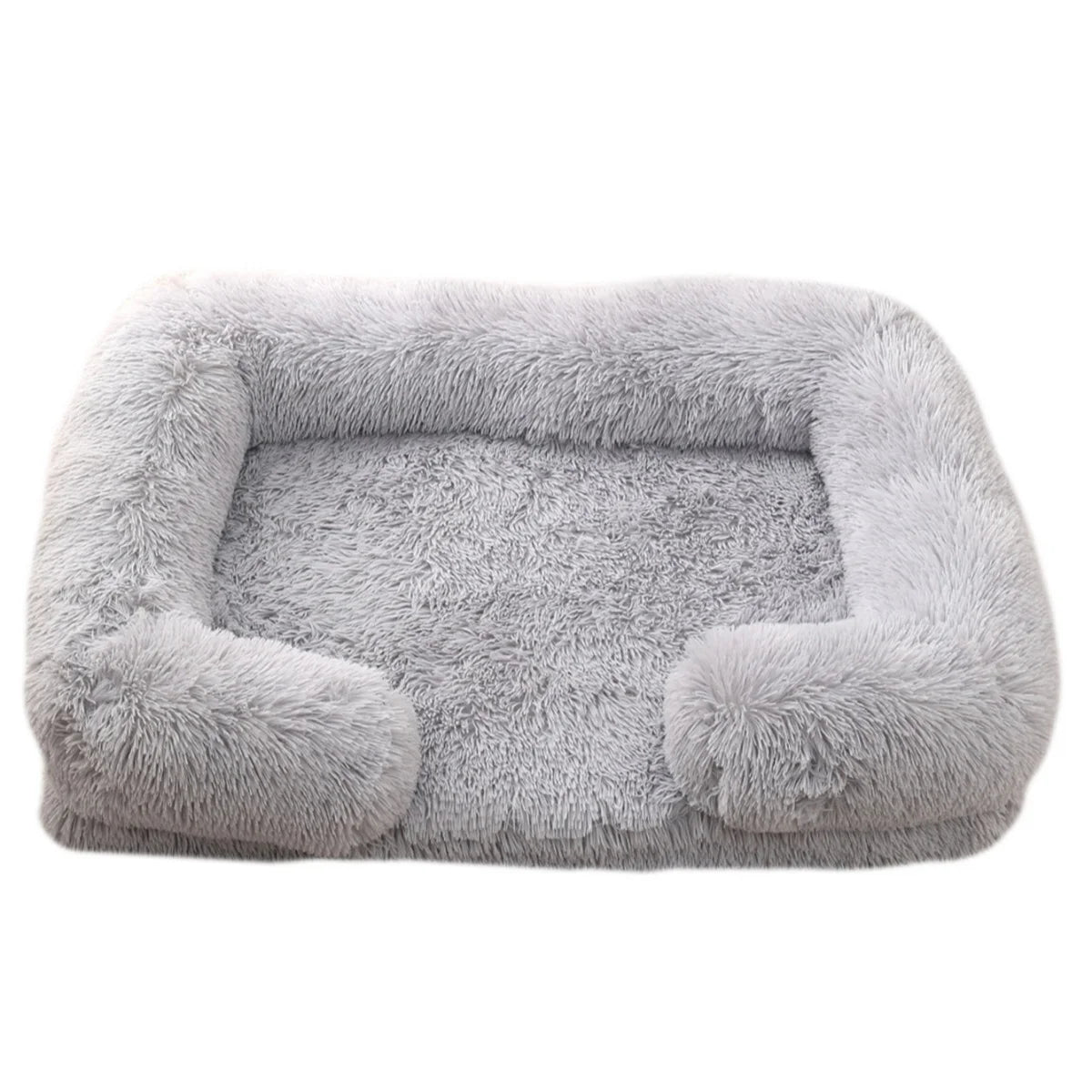 Square Plush Dog Bed | Thickened Winter Sofa with Removable Mat Cover