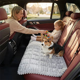 Striped Plush Car Dog Bed Mat | Non-Slip Washable Travel Cushion for Car Trunks