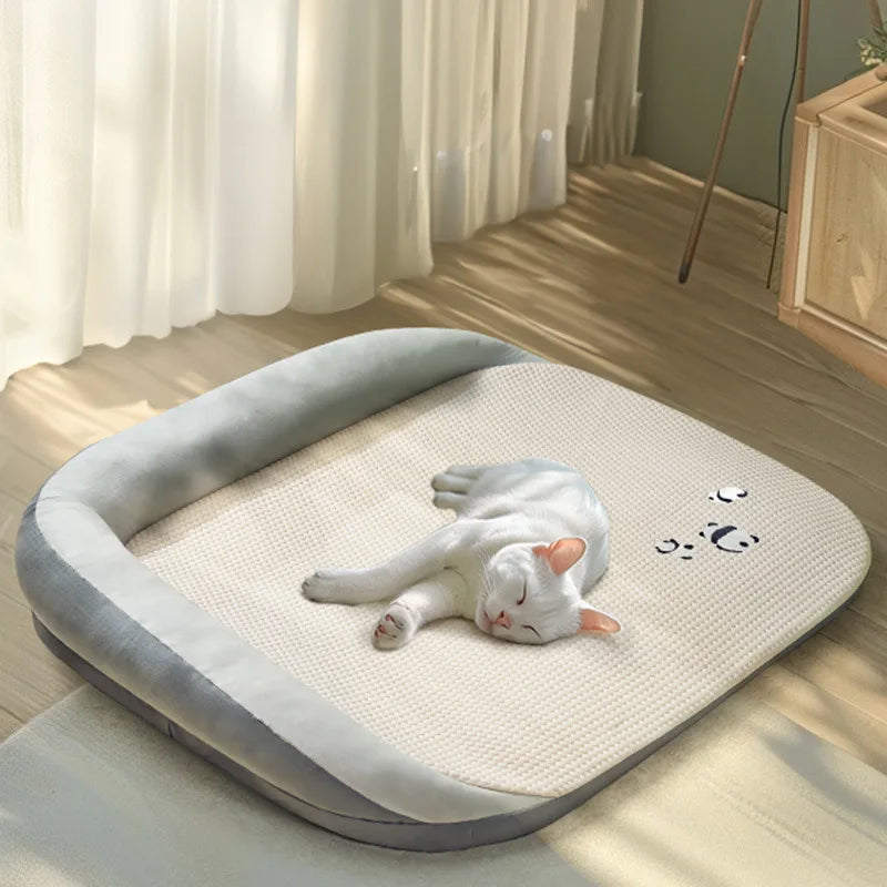Summer Cooling Pet Bed | Washable Ice Silk Sofa for Dogs and Cats | Breathable Design