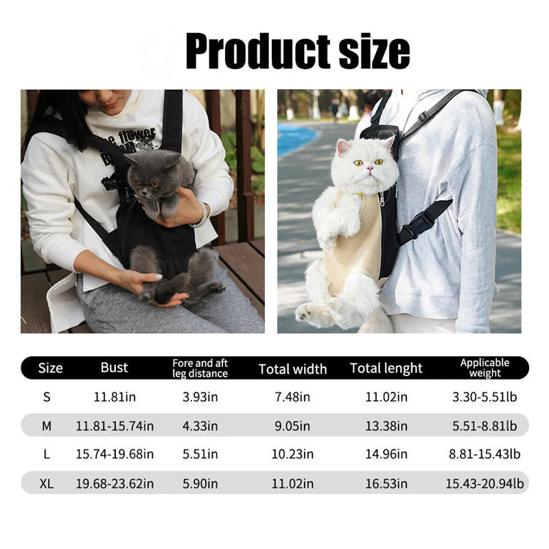 Unisex Adjustable Mesh Cat Carrier Bag | Comfortable Secure Travel Pouch 5